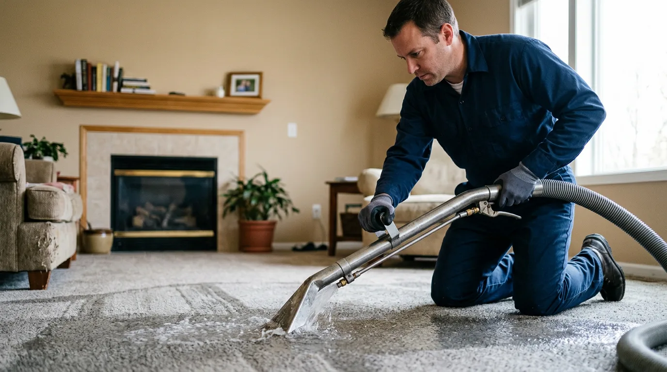 Water damage restoration technician working near Mcdougal, AR